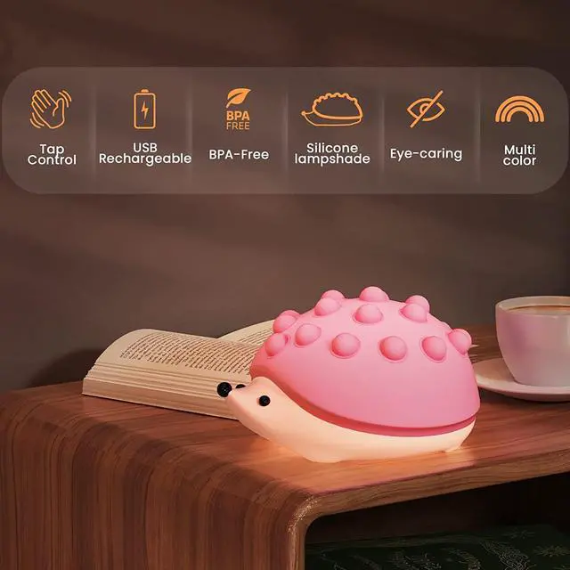 Alt view image 2 of 5 - Gemdeck Silicone Hedgehog Night Light, Night Light for Kids Room ,Silicone Touch Lamp