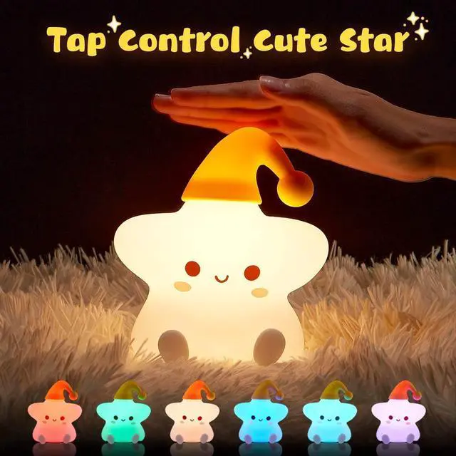 Alt view image 2 of 6 - Gemdeck Silicone Cute Stars Night Light, Baby Star Night Light, Battery Night Light Lamp