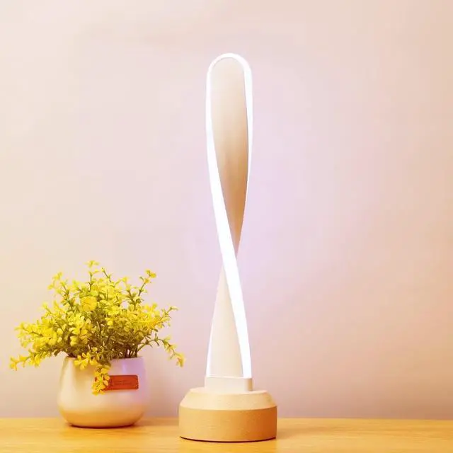 Alt view image 4 of 5 - Gemdeck Modern Desk lamp RGB Wood Table Lamp Bedside Lamp, Natural Beech Night Light
