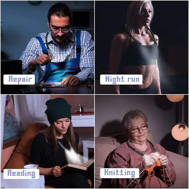Alt view image 6 of 6 - Gemdeck LED Neck Reading Light, Bendable Book Light for Reading in Bed, 3 Colors, 6 Brightness Levels