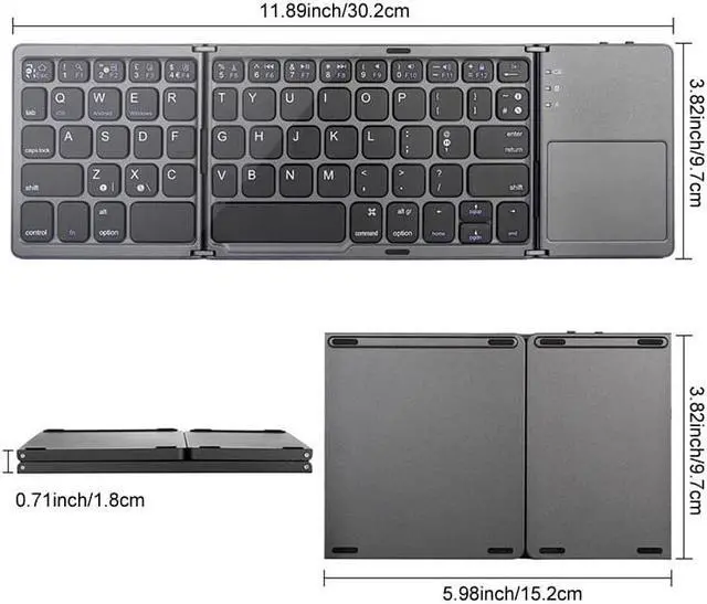Alt view image 6 of 6 - Gemdeck Ultra Slim Pocket Foldable Bluetooth Wireless Keyboard with Touchpad
