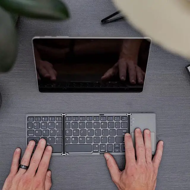 Alt view image 3 of 6 - Gemdeck Ultra Slim Pocket Foldable Bluetooth Wireless Keyboard with Touchpad