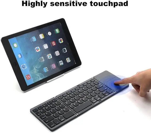 Alt view image 2 of 6 - Gemdeck Ultra Slim Pocket Foldable Bluetooth Wireless Keyboard with Touchpad