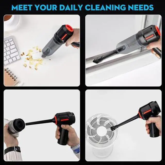 Alt view image 4 of 5 - Gemdeck Compressed Air Duster & Mini Vacuum Keyboard Cleaner 3-in-1, New Generation Canned Air Spray, Portable Electric Air Can, Cordless Blower Computer Cleaning Kit