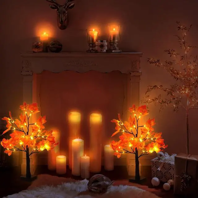 Alt view image 5 of 6 - Gemdeck Thanksgiving Decor Lighted Maple Tree Fall Halloween Decorations