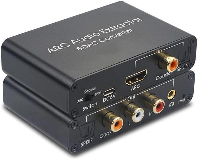 HDMI ARC Adapter 192KHz Analog Audio Converter, ARC Audio Extractor Support Digital HDMI Audio to Analog Stereo Audio RCA L/R Coaxial SPDIF & 3.5mm Jack ARC Audio Adapter for