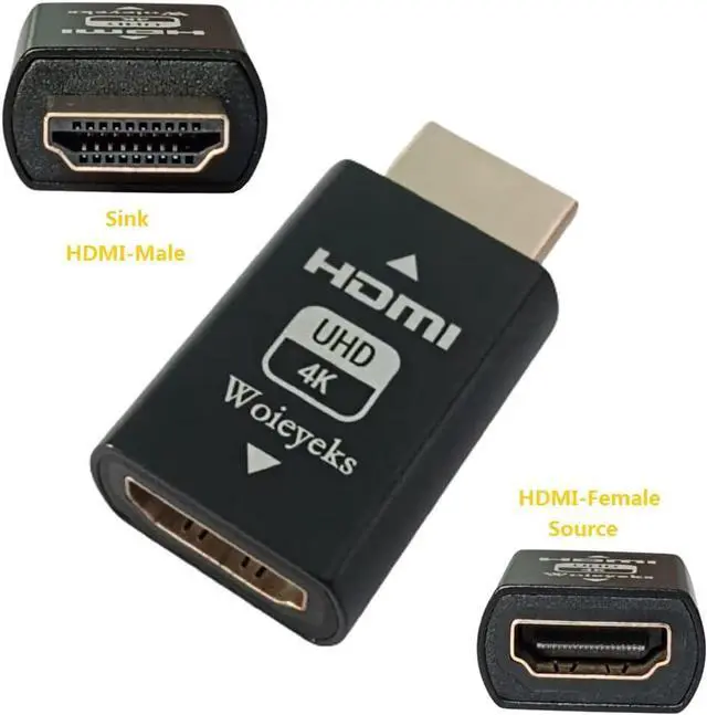 Alt view image 2 of 5 - 4K HDMI EDID Emulator Passthrough Adapter,Female Port Connected to an External Display,for Extender/KVM Switch/AV Receiver/Video Splitters Support 3840x2160@60HZ,1080@60/120HZ(1 Pack)