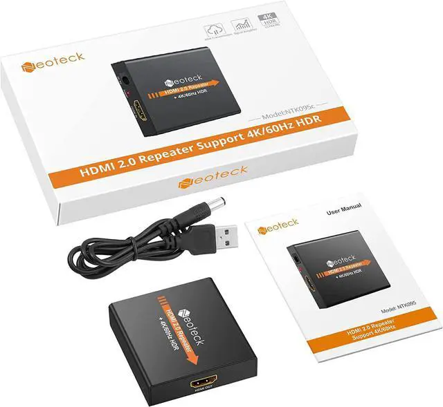 Alt view image 6 of 6 - Neoteck HDMI 2.0 Repeater 4K 2160P 3D HDMI Signal Amplifier Repeater Boost Up to 196ft Transmission Distance Mini Size Metal Shell for PC DVD Sky HD Box PS3 PS4 Satellite Box