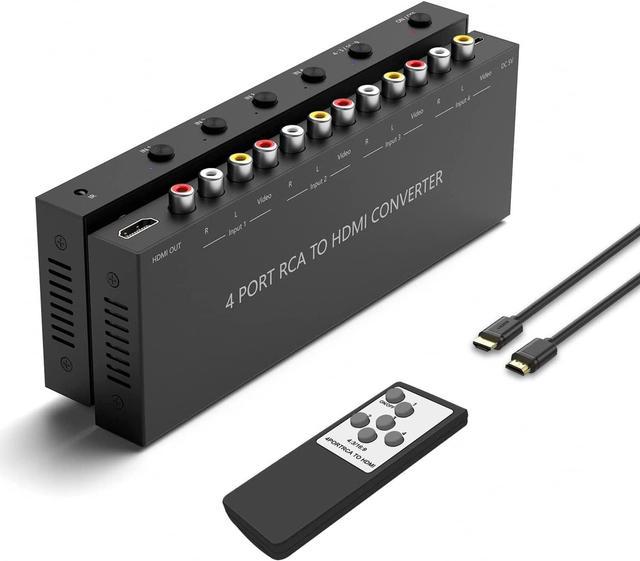 4 Port RCA to HDMI Converter 4 Way RCA Composite CVBS AV Switch to HDMI  Converter Adapter Support 4:3/16:9 Switching, for Sega Xbox PS1 PS2 PS3 N64