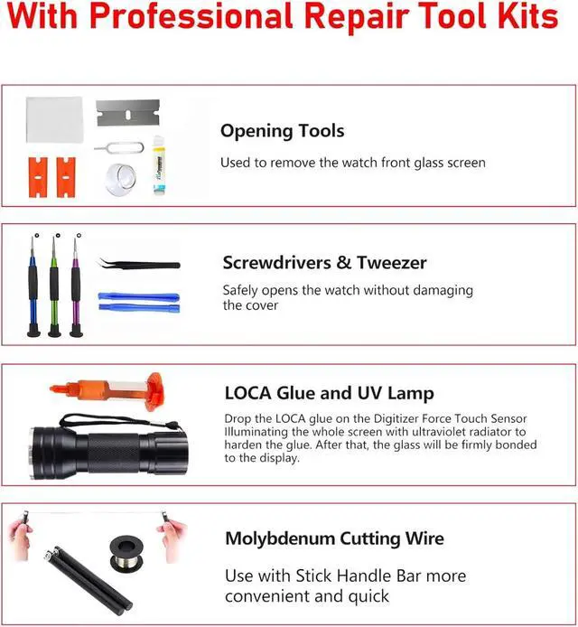 Alt view image 5 of 6 - for iPhone 14 Pro Max Screen Replacement, Glass Replacement for iPhone 14 Pro Max 6.7 inch, Screen Repair Kit with Waterproof Adhesive(NO OLED & Touch Digitizer)
