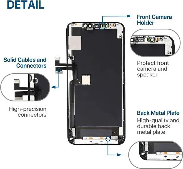 Alt view image 6 of 7 - iPhone 11 Pro Max Screen Replacement Kit 6.5' LCD Display 3D Touch Full HD Digitizer Full Assembly Repair Kits Waterproof Frame Sticker+Screen Tempered Protector