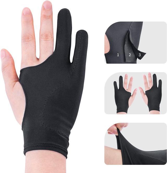 Artist Gloves 2 Pack - Palm Rejection Gloves with Two Fingers for