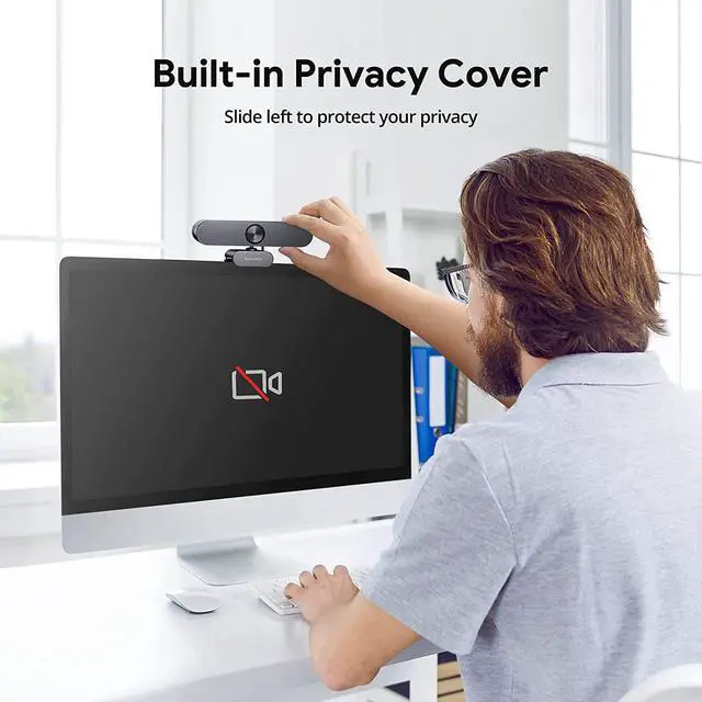Alt view image 6 of 7 - Webcam 4K, Zoomable Webcam with Microphone and Remote, Equipped with Sony Sensor, 3X Digital Zoom, Noise-Canceling Mics, Auto-Focus Computer Camera for PC/Mac/Laptop/Zoom/Teams/OBS/Google
