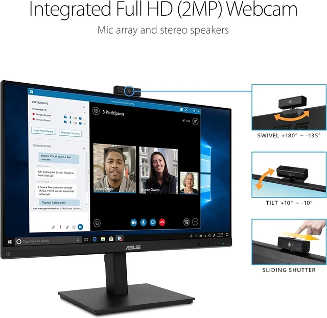Alt view image 3 of 7 - BE279QSK 27" 1080P FHD Computer Monitor Webcam, HDMI, DisplayPort