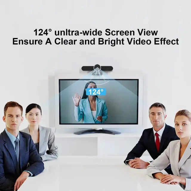 Alt view image 3 of 7 - TONGVEO Wide Angle Webcam with Microphone and Speaker, Conference Room USB 1080P Web Camera for Smart TV Computer Video Call Streaming Meeting, Works for Microsoft Teams, Zoom,PC