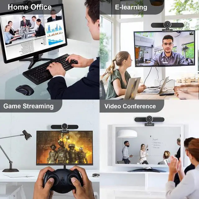 Alt view image 4 of 7 - TONGVEO Wide Angle Webcam with Microphone and Speaker, Conference Room USB 1080P Web Camera for Smart TV Computer Video Call Streaming Meeting, Works for Microsoft Teams, Zoom,PC
