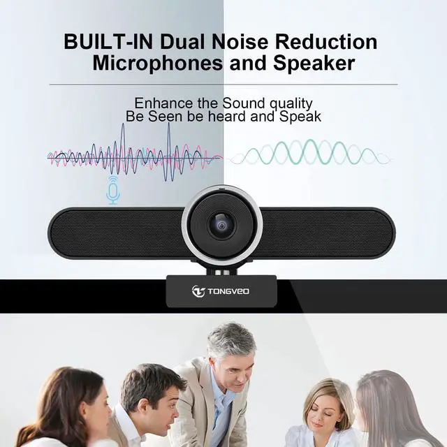 Alt view image 7 of 7 - TONGVEO Wide Angle Webcam with Microphone and Speaker, Conference Room USB 1080P Web Camera for Smart TV Computer Video Call Streaming Meeting, Works for Microsoft Teams, Zoom,PC