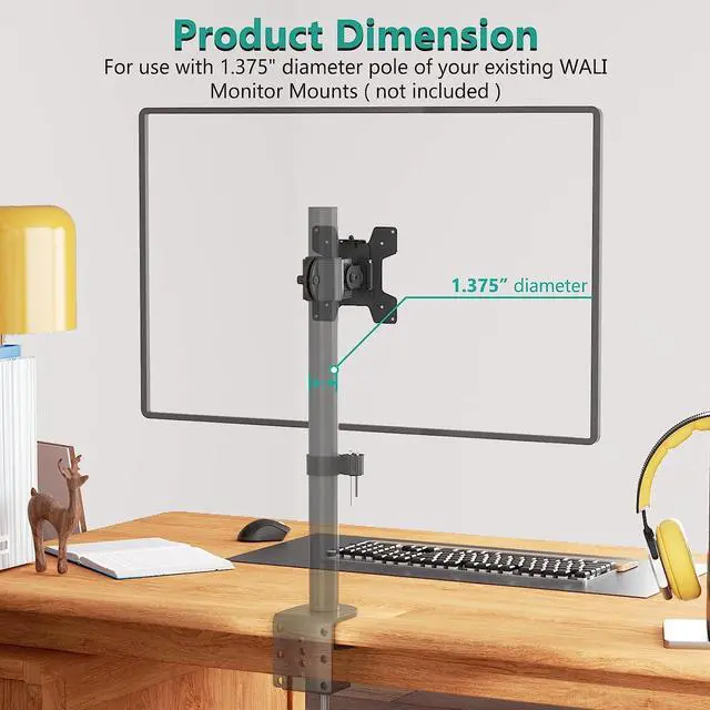 Alt view image 3 of 6 - WALI Mounting Plate for WALI Monitor Mounting System, Mounting Holes 75 by 75 mm and 100 by 100 mm (VES01), Black