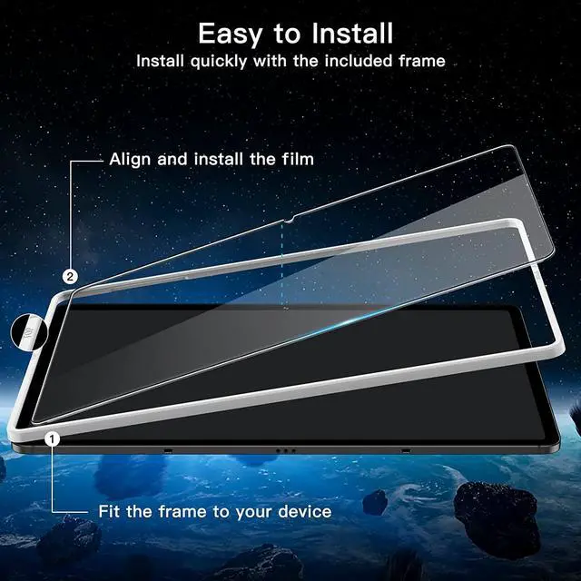 Alt view image 2 of 7 - Screen Protector for  Galaxy Tab S8 Plus 2022 / Tab S7 FE 2021 / Tab S7 Plus 2020 12.4-Inch with Easy Installation Frame Tempered Glass Film HD Clear 2-Pack