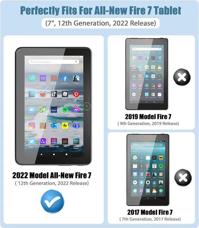 Alt view image 2 of 7 - 2 Pack Blue Light Screen Protector for All-New Fire 7/Fire 7 Kids Tablet 7 inch (2022 Release 12th Generation) Anti-Glare and Eye Protection PET Screen Protector Light Blue