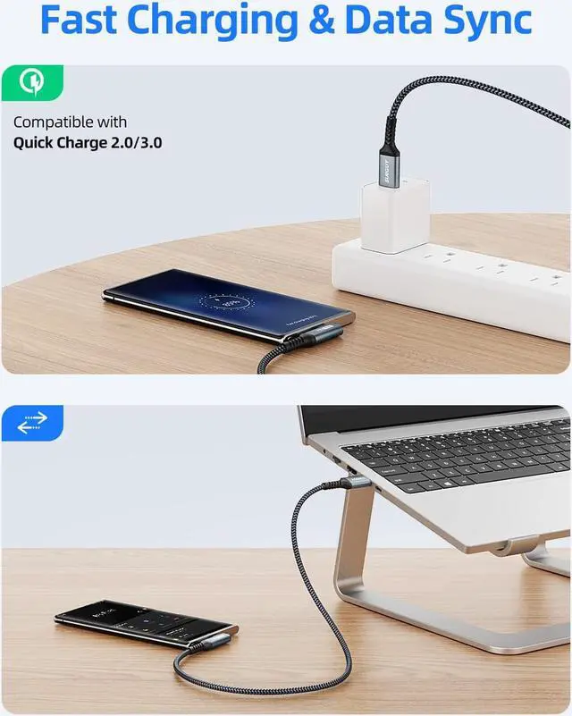 Alt view image 5 of 7 - SUNGUY 10Gbps Android Auto USB C Cable 1FT, Right Angle USB C 3.1 Gen 2 Fast Charge CarPlay Cable, Compatible with iPhone 15/15 Pro Max, Samsung T7, Galaxy S23 S22 Ultra/Note 20, SSD
