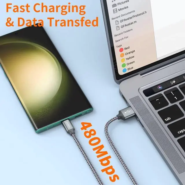 Alt view image 6 of 6 - USB Type C Cable USB A to USB C 3A Fast Charging (3.3ft 2-Pack) Braided Charge Cord Compatible with iPhone 15 16 Pro Max  Galaxy S10 S9 S8 Plus Note 9 8 A11 A20 A51 LG G6 G7 V30 V35 Moto Z2 Z3
