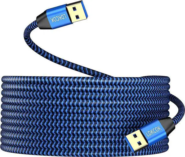 Main image of USB to USB Cable 20FT,Durable Braidedfor USB 3.0 Male to Male Type A to Type A Cable Data Transfer Compatible with Hard Drive, Laptop, DVD Player, TV, USB 3.0 Hub, Monitor, Camera, Set Up Box and More