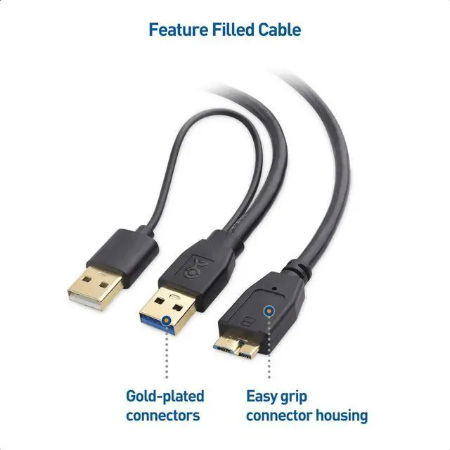 Alt view image 5 of 6 - Micro USB 3.0 to USB Splitter Cable (USB Y-Cable USB Y Cable) 20 Inches