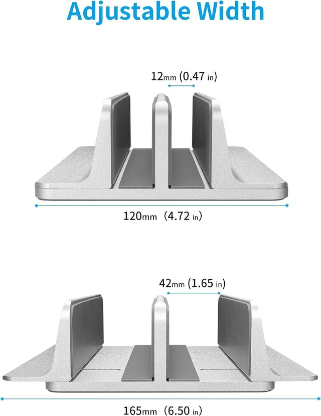 Alt view image 3 of 7 - JARLINK Double Vertical Laptop Stand, Adjustable Aluminum Desk Dock, Black