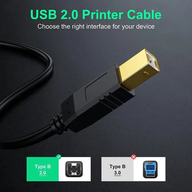 Alt view image 3 of 7 - Printer Cable 25 ft USB Printer Cable Cord Type A-Male to B-Male Printer USB Cable for Printer/Scanner-Gold-Plated