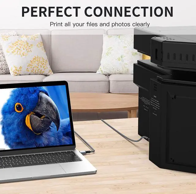 Alt view image 6 of 7 - Printer Cable - USB Printer Cable 20 Feet Printer Cable to USB [Aluminum Shell Nylon Braided] High-Speed Printer Cord for Printer/Scanner