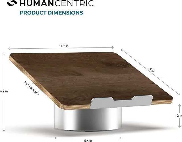 Alt view image 4 of 7 - HumanCentric Portable Electronic Device Stand - Black Walnut Wood Laptop Stand, Ergonomic Computer Stand for Laptop, Compatible with MacBook Stand up to 16 inches