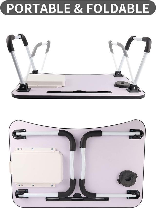 Alt view image 7 of 7 - Foldable Bed Table for Laptop,Laptop Desk Table Stand,Laptop Bed Tray Table with Storage Drawer-Cup Holder, Notebook Stand Lap Desk for Writing Reading Eating, Portable Laptop Table for Bed Sofa Floor