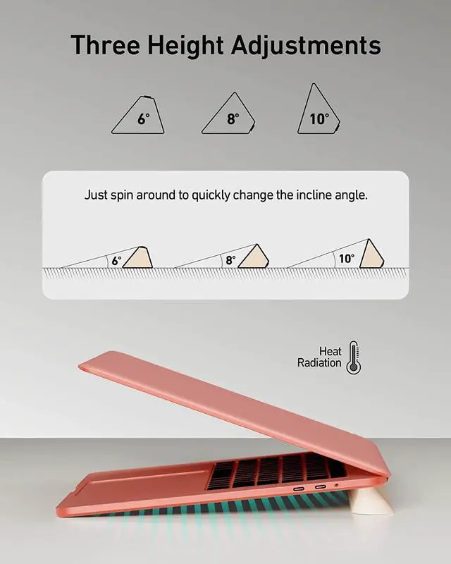 Alt view image 3 of 6 - 3 in 1 Silicone Laptop Stand, Keyboard Riser for Ergonomic Typing/Reading, Portable Laptop Cooling Stand, for Home Office School and Travel, Oval Base, Bright Beige