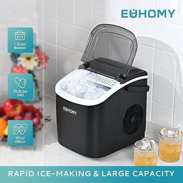 EUHOMY Countertop Ice Maker Machine with Handle, Auto-Cleaning