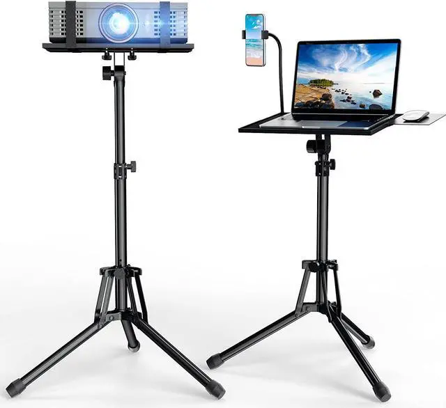 Main image of Projector Stand Laptop Tripod Stand - Portable Stand Adjustable Height 20 to 60 Inch Projector Stand with Gooseneck Phone Holder  Mouse Tray Laptop Floor Stand for Podium Home Studio DJ Racks