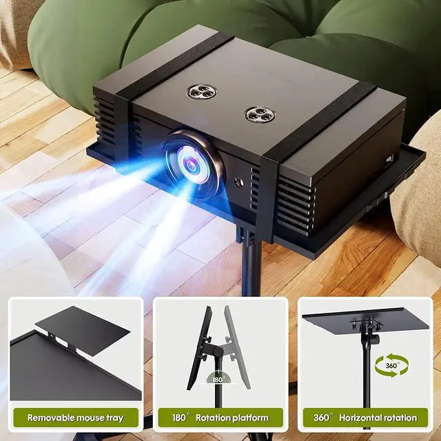 Alt view image 7 of 7 - Projector Stand Laptop Tripod Stand - Portable Stand Adjustable Height 20 to 60 Inch Projector Stand with Gooseneck Phone Holder  Mouse Tray Laptop Floor Stand for Podium Home Studio DJ Racks