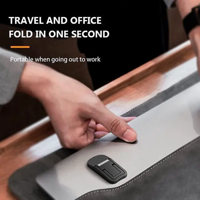 Alt view image 3 of 7 - 2PCS Zinc Alloy Mini Foldable Laptop Stand Portable Computer Keyboard Riser with 2 Adjustable Angles Self-Adhesive Invisible Notebook Stand and Keyboard Lift for Desk (Silver)