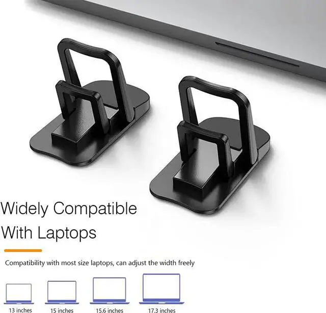 Alt view image 6 of 7 - 2PCS Zinc Alloy Mini Foldable Laptop Stand Portable Computer Keyboard Riser with 2 Adjustable Angles Self-Adhesive Invisible Notebook Stand and Keyboard Lift for Desk (Silver)