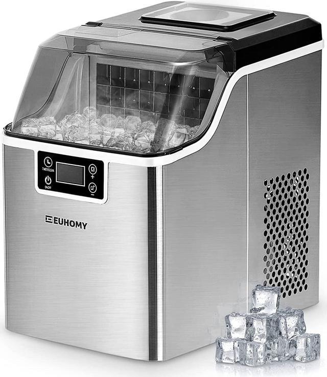 EUHOMY Compact Potable Electric Ice Maker Machine with Ice Scoop and Basket  - Countertop, 26 lbs in 24 Hours, 9 Cubes Ready in 8 Mins. Perfect for