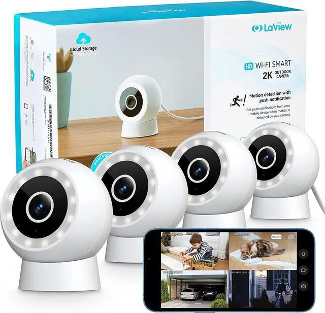 Main image of LaView 4MP 2K Security Cameras Outdoor Indoor Wired,IP65, Starlight Sensor & 100 Ft Night Vision,Motion/Person Detection,2-Way Audio/Spotlight,US Cloud,Compatible With Alexa,iOS & Android & Web Access