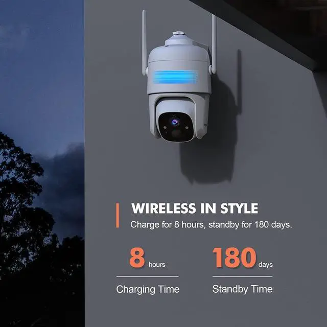 Alt view image 6 of 7 - Gadpiparty Dzees Solar Security Cameras Wireless Outdoor, 2K 360° Battery Powered for Home Security WiFi Cameras Outside Surveillance CCTV Camera System with Spotlight Color Night Vision PIR Sensor