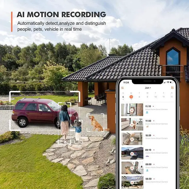 Alt view image 7 of 7 - Gadpiparty Dzees 360° PTZ Security Cameras Wireless Outdoor WiFi, 2K Powered Home Security Camera Indoor, Spotlight & Siren, Color Night Vision, 2-Way Talk, AI Motion Detection, IP66, Cloud Stroage