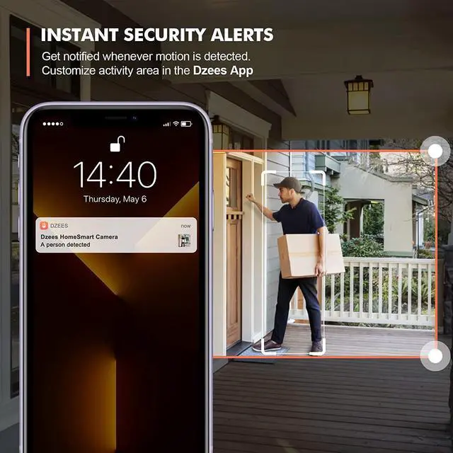 Alt view image 5 of 7 - Gadpiparty Dzees 360° PTZ Security Cameras Wireless Outdoor WiFi, 2K Powered Home Security Camera Indoor, Spotlight & Siren, Color Night Vision, 2-Way Talk, AI Motion Detection, IP66, Cloud Stroage