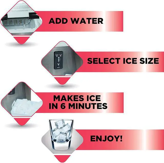 Alt view image 4 of 7 - EFIC103-AMZ-SC Counter Top Maker with Over-Sized Ice Bucket, Stainless Steel, Self Cleaning Function, Heavy Duty, Stainless