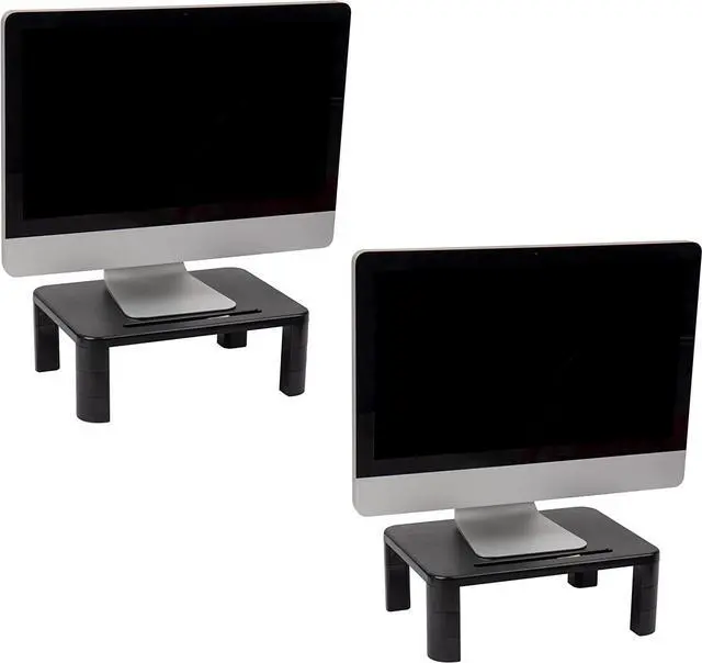 Main image of Mind Reader Monitor Stand, Height Adjustable, Laptop, Computer, Riser, Office, 15"L x 9.5"W x 4.25"H, Set of 2, Black