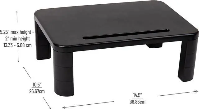 Alt view image 3 of 7 - Mind Reader Monitor Stand, Height Adjustable, Laptop, Computer, Riser, Office, 15"L x 9.5"W x 4.25"H, Set of 2, Black