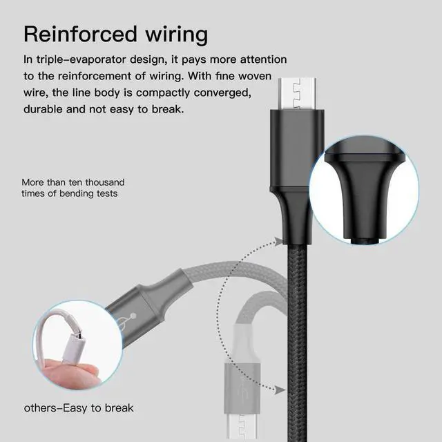 Alt view image 5 of 7 - Multi Charging Cable 2Pack Multi Charger Cable Short 1FT Braided Universal 3 in 1 Multiple USB Cable Charging Cord with Type-C Micro USB Port Connectors for Cell Phone Tablets and More