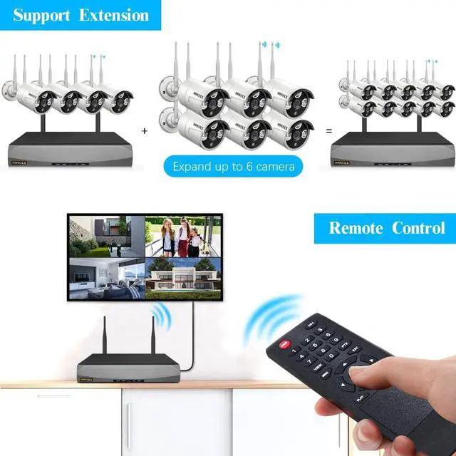 Alt view image 6 of 7 - Gadpiparty Dual Antennas for Wi-Fi Enhanced AI Human Detected 2K 3.0MP Wireless Security Camera System, Surveillance DVR Kits with 2TB Hard Drive, 4Pcs Outdoor WiFi Security Cameras, with Audio, Nigh