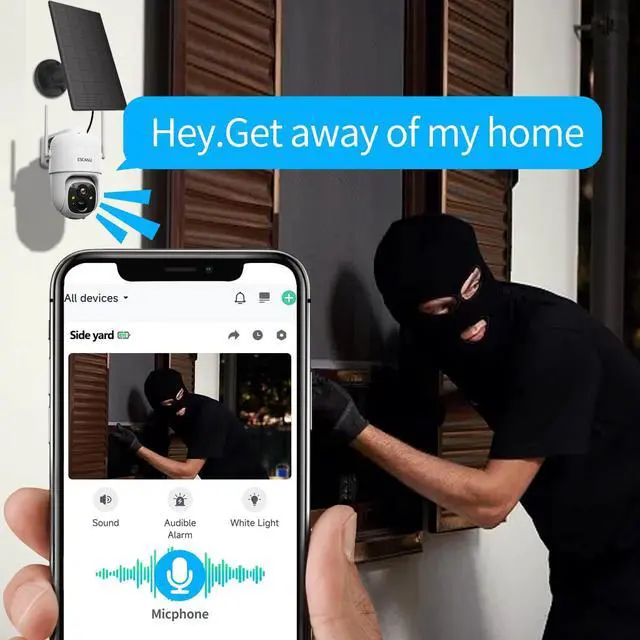 Alt view image 6 of 7 - Wireless Solar Outdoor Security PTZ AI Motion Detection Audio WiFi Camera,Home Security,Spotlight Colorful Night Vision,360 View,IP65 Waterproof,PIR Alarm,Rechargeable Battery,2-Way Speak,SD /Cloud